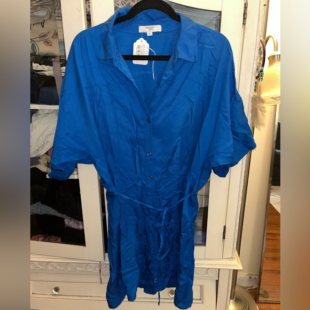 Thakoon size 12 Electric Blue Button up Tunic Dress (slightly wrinkled🥹🥹😃😃😜